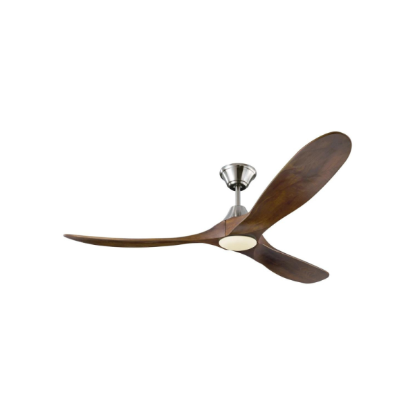 maverick outdoor ceiling fan 60" led brushed steel dark walnut