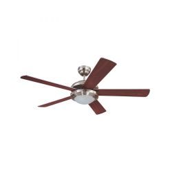Comet 52″ Indoor Ceiling Fan Brushed Nickel with Rosewood/Light Maple Plywood Blades