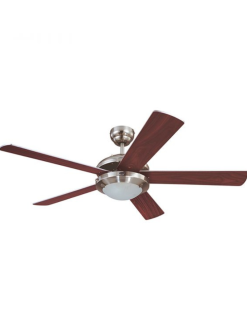 Comet 52″ Indoor Ceiling Fan Brushed Nickel with Rosewood/Light Maple Plywood Blades