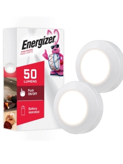 Energizer Push On/Off Puck Lights White 2 Pack
