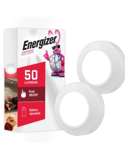 Energizer Push On/Off Puck Lights White 2 Pack