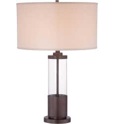 Table Lamp With Cream Linen Shade Bronze