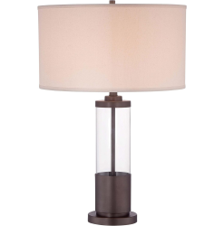 Table Lamp With Cream Linen Shade Bronze