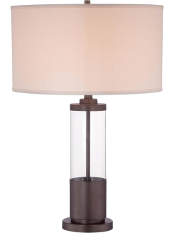 Table Lamp With Cream Linen Shade Bronze