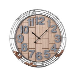 Cork Basket Wooden and Metal Wall Clock with Wine Cork Storage