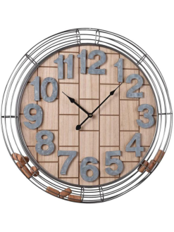 Cork Basket Wooden and Metal Wall Clock with Wine Cork Storage
