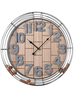Cork Basket Wooden and Metal Wall Clock with Wine Cork Storage