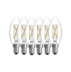 4W LED B11 3000K
Filament E12 6-Pack