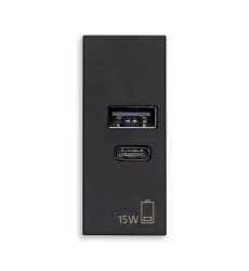 USB A+C Outlet 15W 5V Black